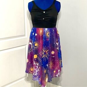 Black and Purple Astrology Handkerchief Dress
